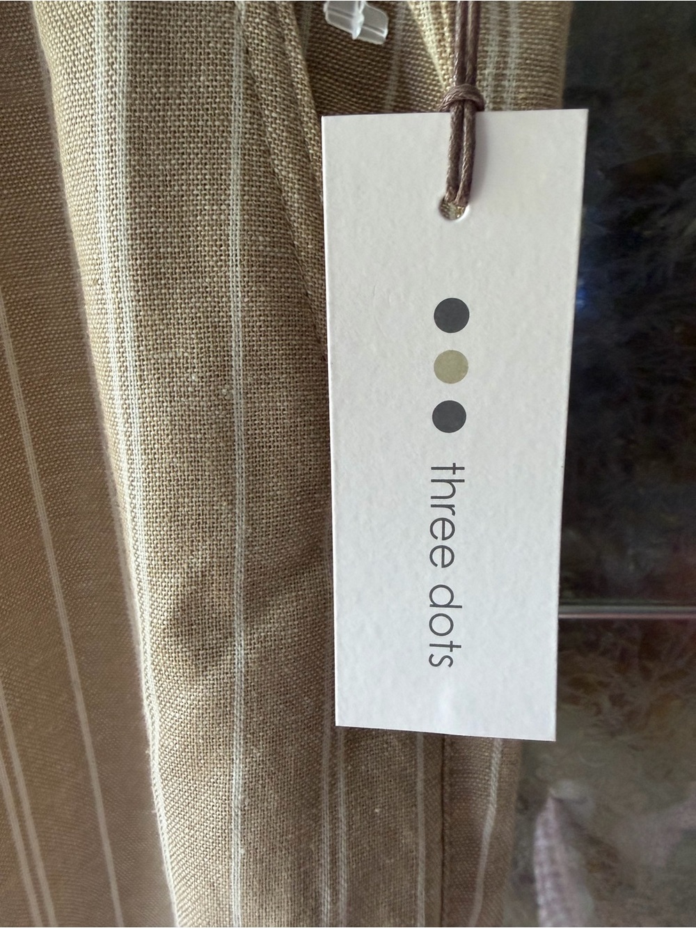 Three Dots Tan Striped Drawstring Chinos - Picture 2 of 2